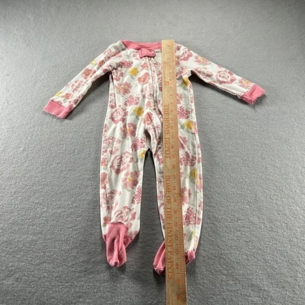 Burts Bees Baby Girls Pajamas 6-9 M Pink One Piece‎ Organic Sleeper Footed Print